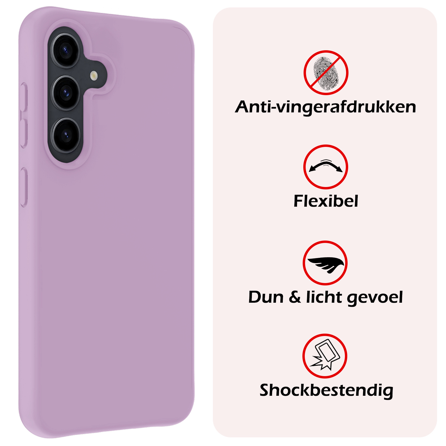 NoXx Hoes Geschikt voor Samsung S23 FE Hoesje Cover Siliconen Back Case Hoes - Lila - 2x