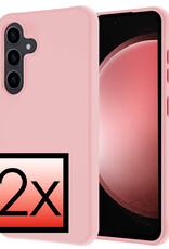 NoXx Hoes Geschikt voor Samsung S23 FE Hoesje Cover Siliconen Back Case Hoes - Lichtroze - 2x