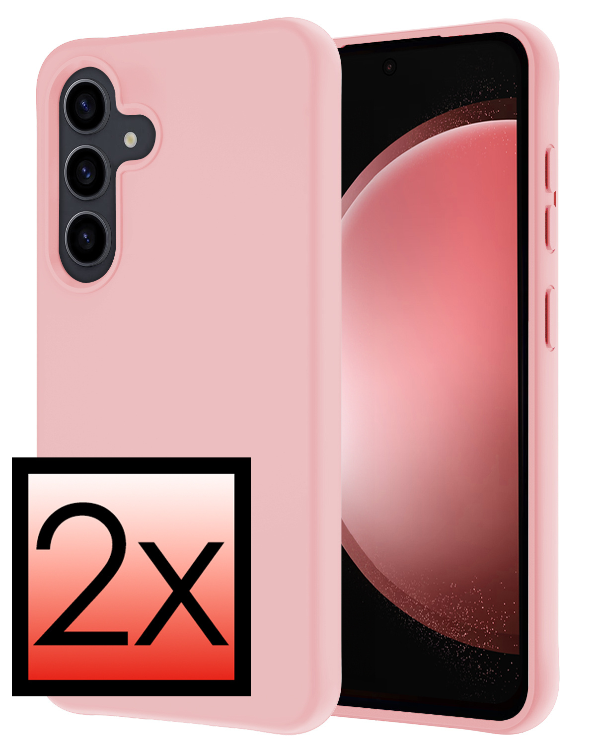 NoXx Hoes Geschikt voor Samsung S23 FE Hoesje Cover Siliconen Back Case Hoes - Lichtroze - 2x