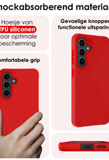 NoXx Hoes Geschikt voor Samsung S23 FE Hoesje Cover Siliconen Back Case Hoes - Rood - 2x