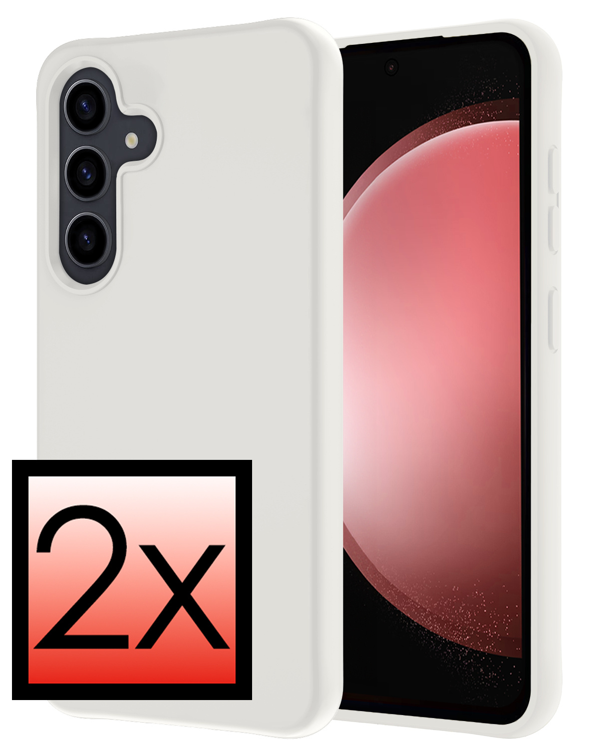 NoXx Hoes Geschikt voor Samsung S23 FE Hoesje Cover Siliconen Back Case Hoes - Wit - 2x