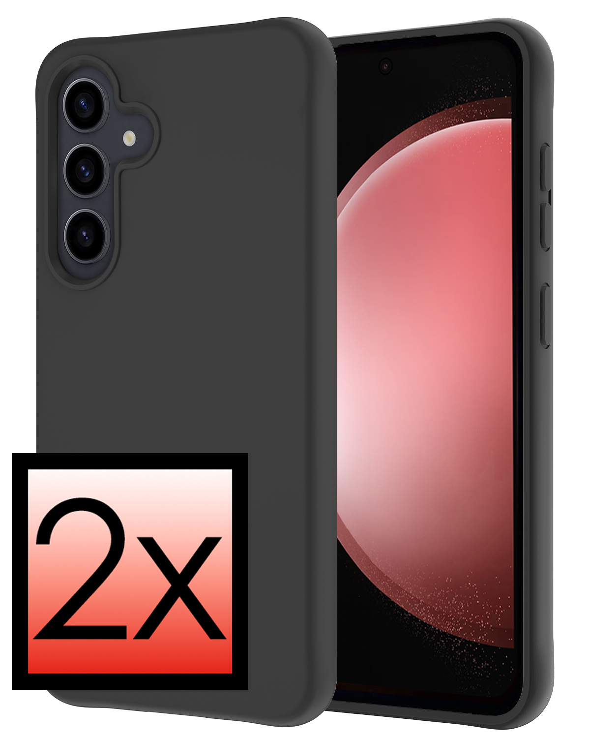 NoXx Hoes Geschikt voor Samsung S23 FE Hoesje Cover Siliconen Back Case Hoes - Zwart - 2x