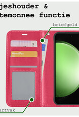 BASEY. Hoes Geschikt voor Samsung S23 FE Hoesje Bookcase Hoes Flip Case Book Cover - Hoesje Geschikt voor Samsung Galaxy S23 FE Hoes Book Case Hoesje - Donkerroze