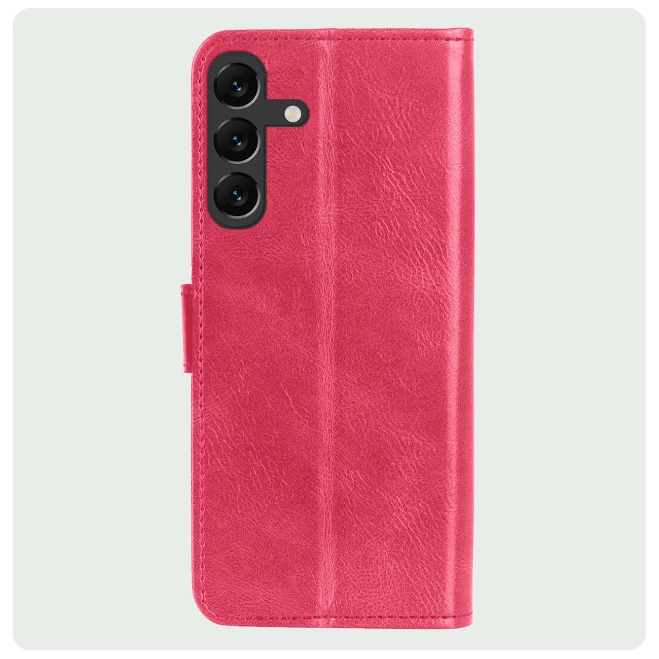 BASEY. Hoes Geschikt voor Samsung S23 FE Hoesje Bookcase Hoes Flip Case Book Cover - Hoesje Geschikt voor Samsung Galaxy S23 FE Hoes Book Case Hoesje - Donkerroze