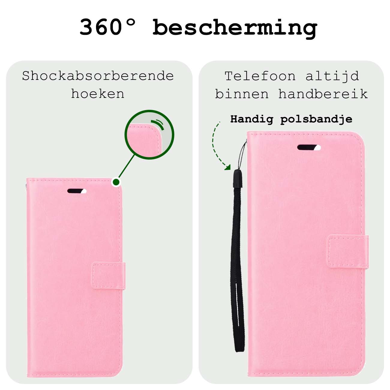 BASEY. Hoes Geschikt voor Samsung S23 FE Hoesje Bookcase Hoes Flip Case Book Cover - Hoesje Geschikt voor Samsung Galaxy S23 FE Hoes Book Case Hoesje - Lichtroze