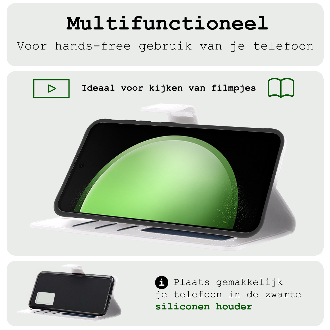 BASEY. Hoes Geschikt voor Samsung S23 FE Hoesje Bookcase Hoes Flip Case Book Cover - Hoesje Geschikt voor Samsung Galaxy S23 FE Hoes Book Case Hoesje - Wit