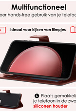 NoXx Hoes Geschikt voor Samsung S23 FE Hoesje Book Case Hoes Flip Cover Wallet Bookcase - Bruin
