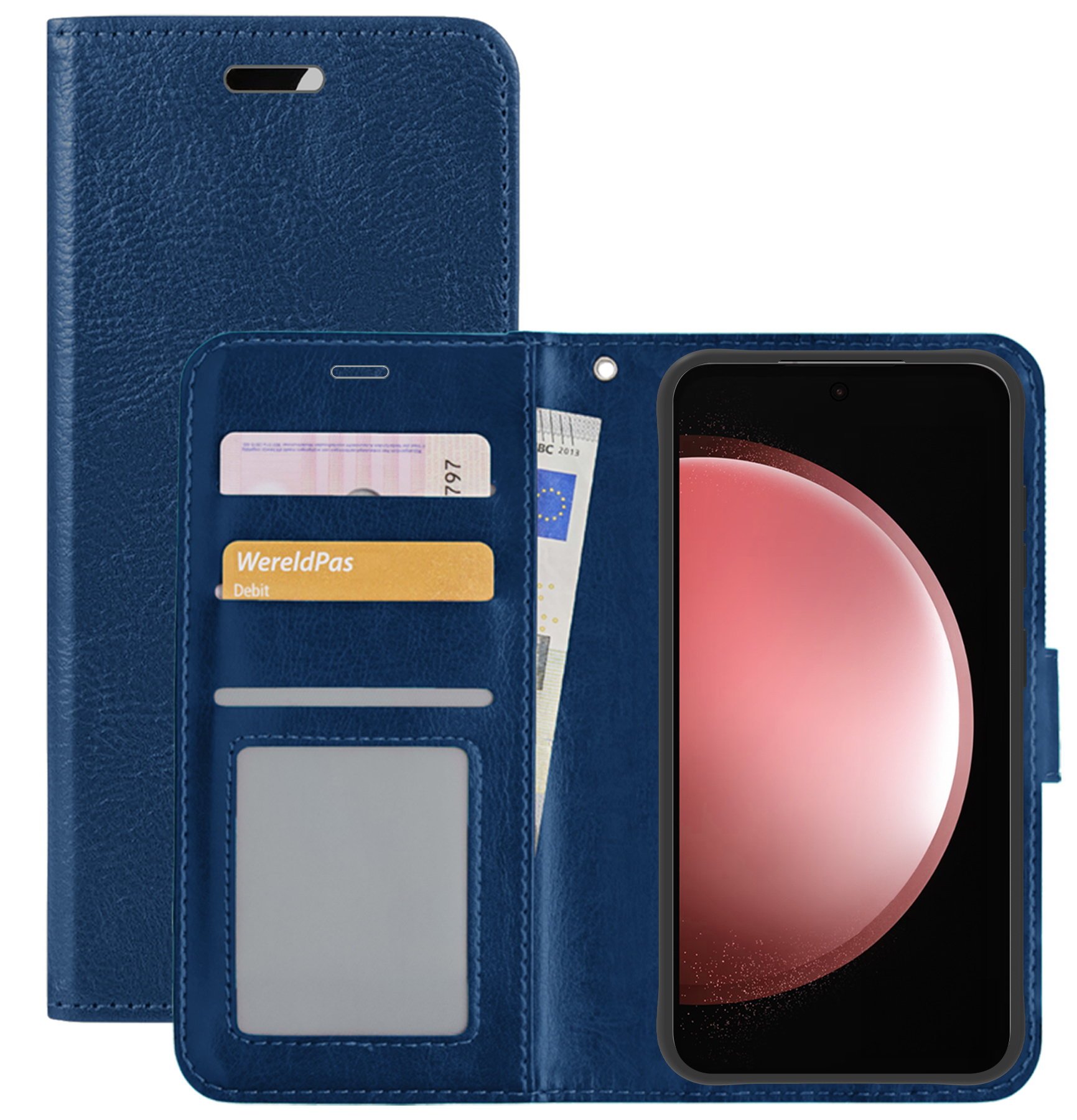 NoXx Hoes Geschikt voor Samsung S23 FE Hoesje Book Case Hoes Flip Cover Wallet Bookcase - Donkerblauw