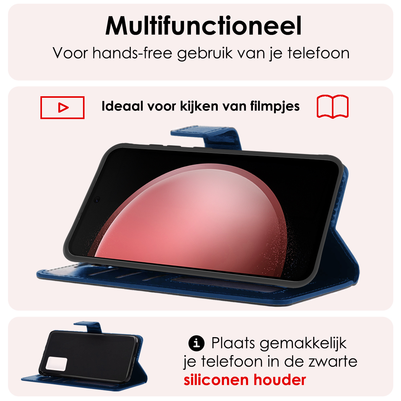 NoXx Hoes Geschikt voor Samsung S23 FE Hoesje Book Case Hoes Flip Cover Wallet Bookcase - Donkerblauw