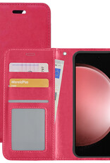 NoXx Hoes Geschikt voor Samsung S23 FE Hoesje Book Case Hoes Flip Cover Wallet Bookcase - Donkerroze