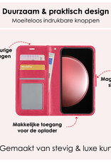 NoXx Hoes Geschikt voor Samsung S23 FE Hoesje Book Case Hoes Flip Cover Wallet Bookcase - Donkerroze