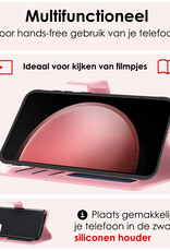 NoXx Hoes Geschikt voor Samsung S23 FE Hoesje Book Case Hoes Flip Cover Wallet Bookcase - Lichtroze