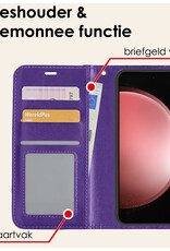 NoXx Hoes Geschikt voor Samsung S23 FE Hoesje Book Case Hoes Flip Cover Wallet Bookcase - Paars