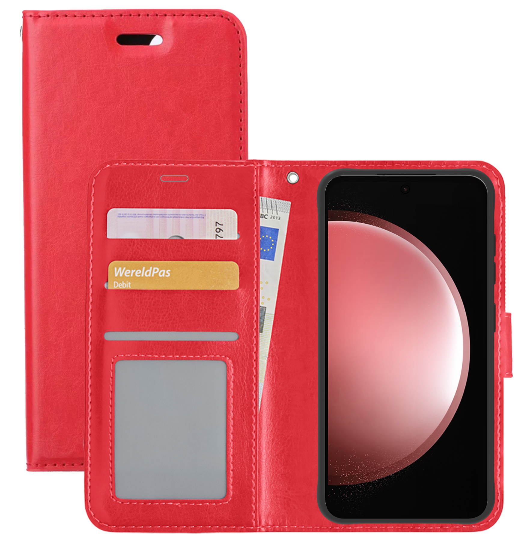 NoXx Hoes Geschikt voor Samsung S23 FE Hoesje Book Case Hoes Flip Cover Wallet Bookcase - Rood