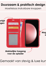NoXx Hoes Geschikt voor Samsung S23 FE Hoesje Book Case Hoes Flip Cover Wallet Bookcase - Rood