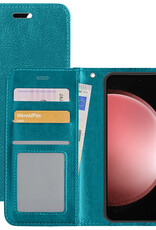 NoXx Hoes Geschikt voor Samsung S23 FE Hoesje Book Case Hoes Flip Cover Wallet Bookcase - Turquoise