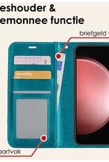 NoXx Hoes Geschikt voor Samsung S23 FE Hoesje Book Case Hoes Flip Cover Wallet Bookcase - Turquoise