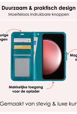 NoXx Hoes Geschikt voor Samsung S23 FE Hoesje Book Case Hoes Flip Cover Wallet Bookcase - Turquoise