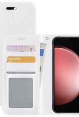 NoXx Hoes Geschikt voor Samsung S23 FE Hoesje Book Case Hoes Flip Cover Wallet Bookcase - Wit