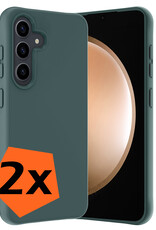 Nomfy Hoesje Geschikt voor Samsung S23 FE Hoesje Siliconen Cover Case - Hoes Geschikt voor Samsung Galaxy S23 FE Hoes Back Case - 2-PACK - Donkergroen