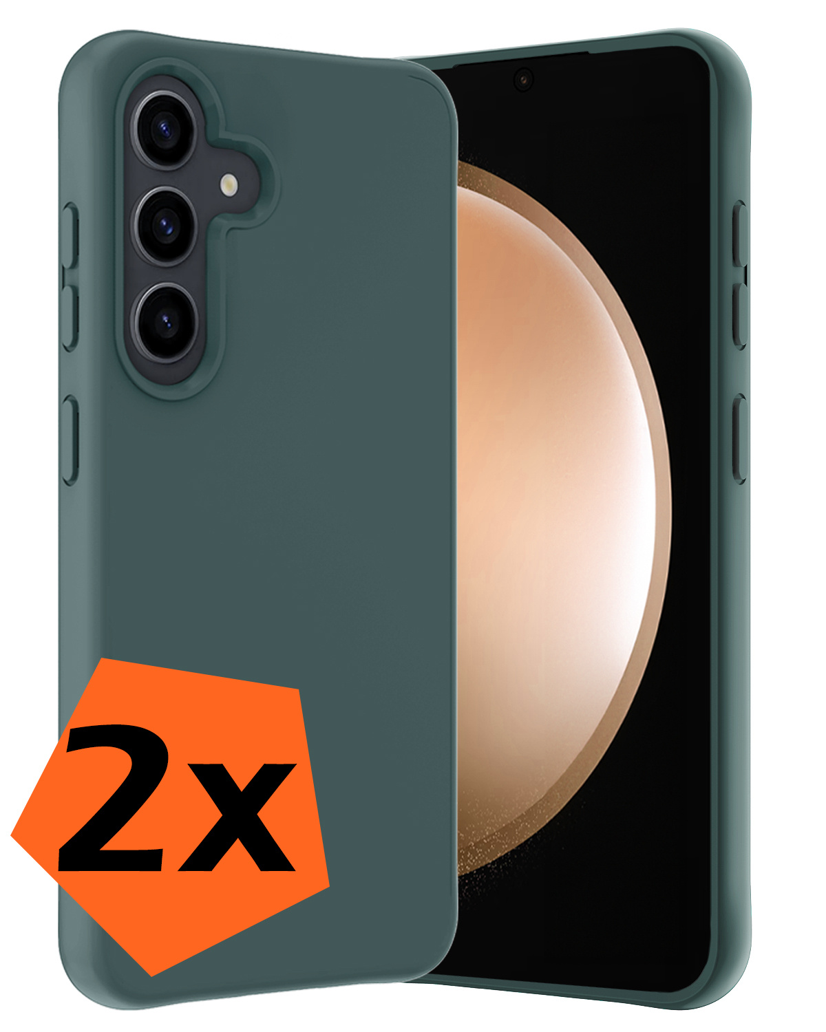 Nomfy Hoesje Geschikt voor Samsung S23 FE Hoesje Siliconen Cover Case - Hoes Geschikt voor Samsung Galaxy S23 FE Hoes Back Case - 2-PACK - Donkergroen