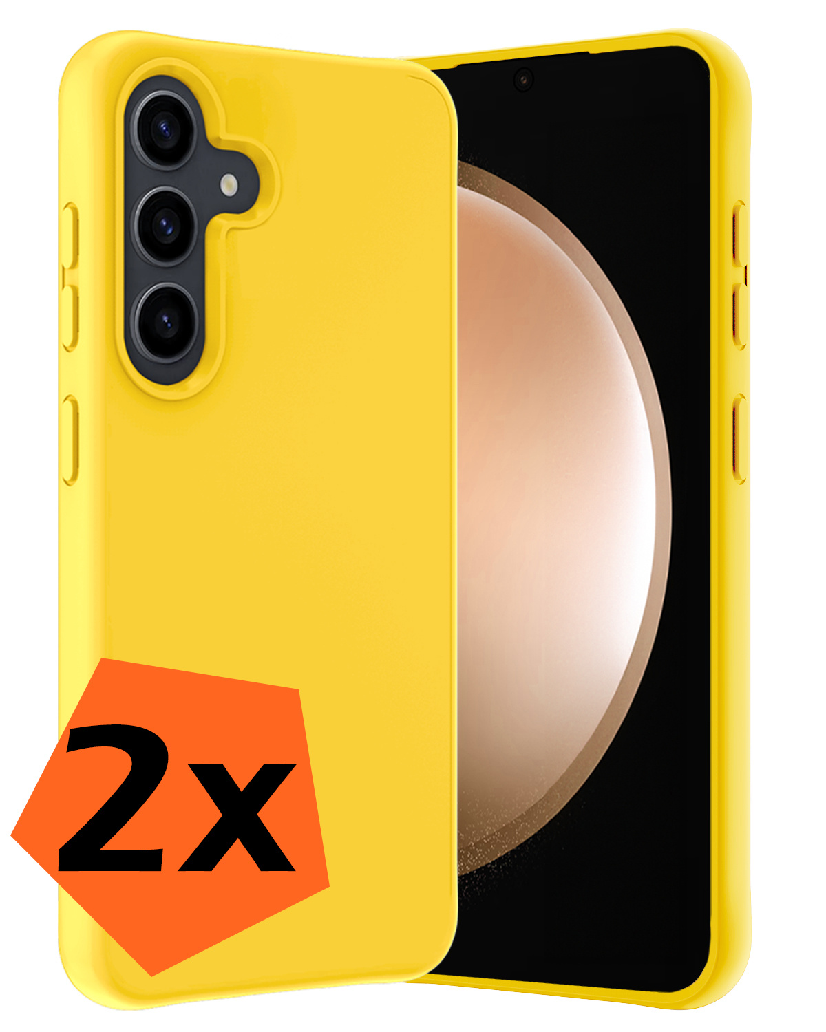 Nomfy Hoesje Geschikt voor Samsung S23 FE Hoesje Siliconen Cover Case - Hoes Geschikt voor Samsung Galaxy S23 FE Hoes Back Case - 2-PACK - Geel