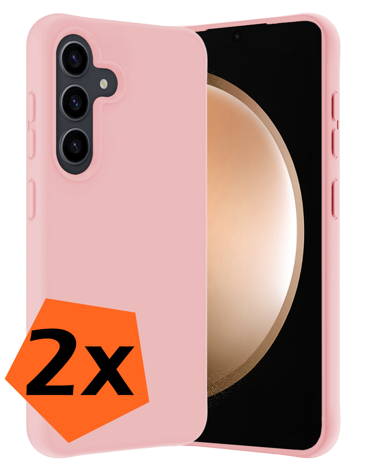 Nomfy Hoesje Geschikt voor Samsung S23 FE Hoesje Siliconen Cover Case - Hoes Geschikt voor Samsung Galaxy S23 FE Hoes Back Case - 2-PACK - Lichtroze