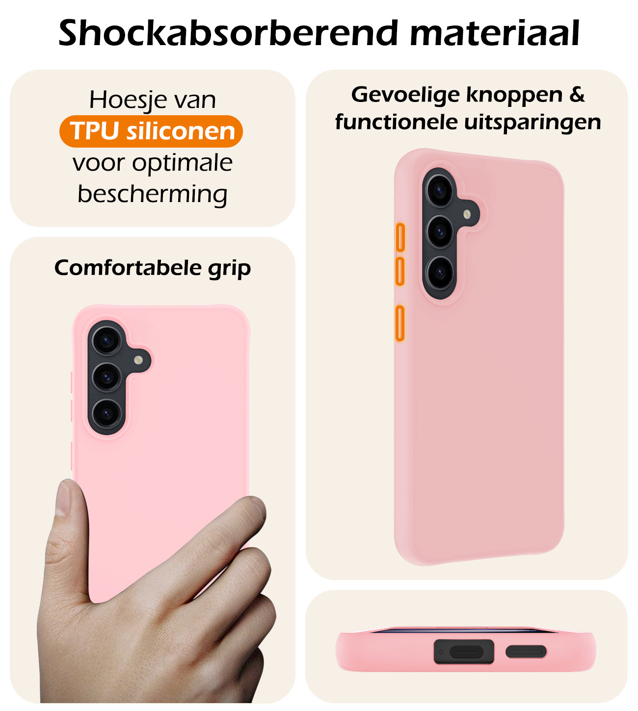 Nomfy Hoesje Geschikt voor Samsung S23 FE Hoesje Siliconen Cover Case - Hoes Geschikt voor Samsung Galaxy S23 FE Hoes Back Case - 2-PACK - Lichtroze