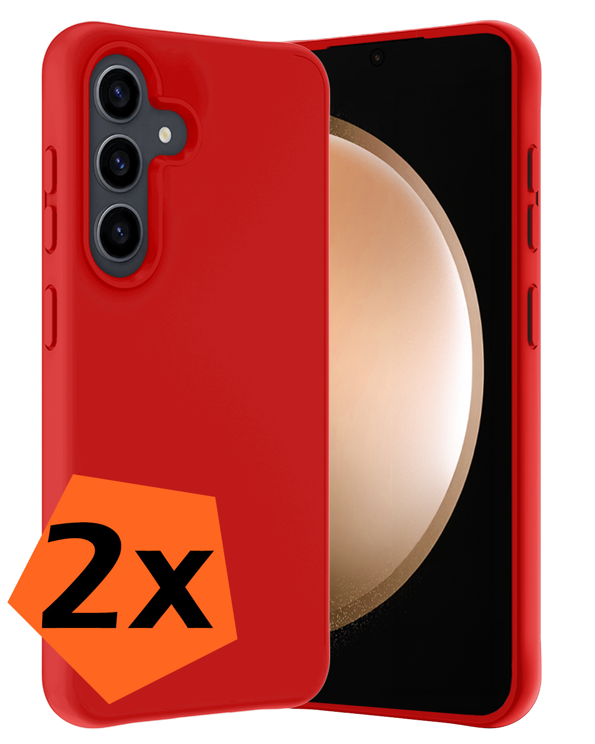 Nomfy Hoesje Geschikt voor Samsung S23 FE Hoesje Siliconen Cover Case - Hoes Geschikt voor Samsung Galaxy S23 FE Hoes Back Case - 2-PACK - Rood