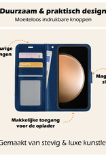 Nomfy Hoesje Geschikt voor Samsung S23 FE Hoes Bookcase Flipcase Book Cover - Hoes Geschikt voor Samsung Galaxy S23 FE Hoesje Book Case - Donkerblauw