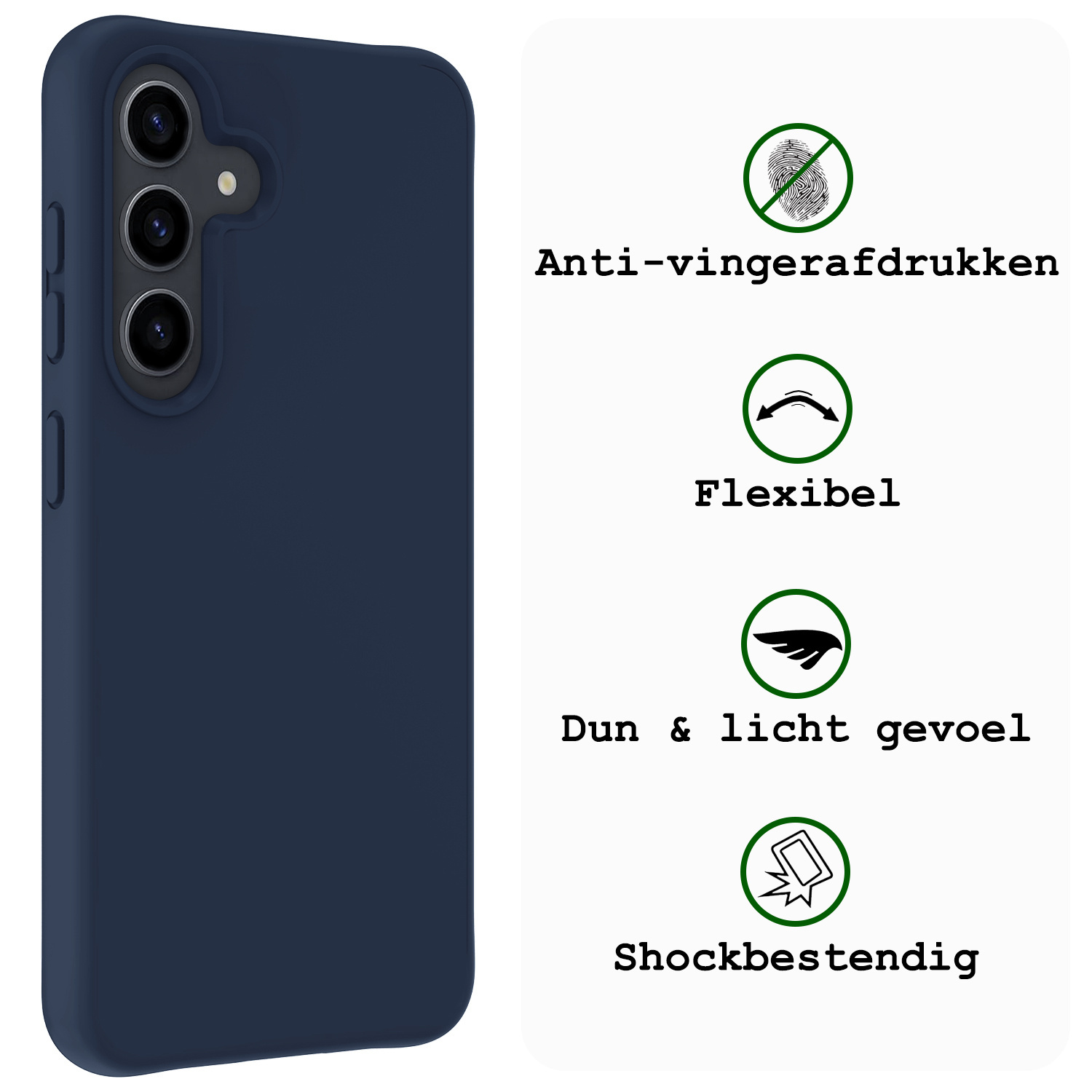BASEY. Hoes Geschikt voor Samsung S23 FE Hoesje Siliconen Back Cover Case Met Screenprotector - Hoesje Geschikt voor Samsung Galaxy S23 FE Hoes Cover Hoesje - Donkerblauw