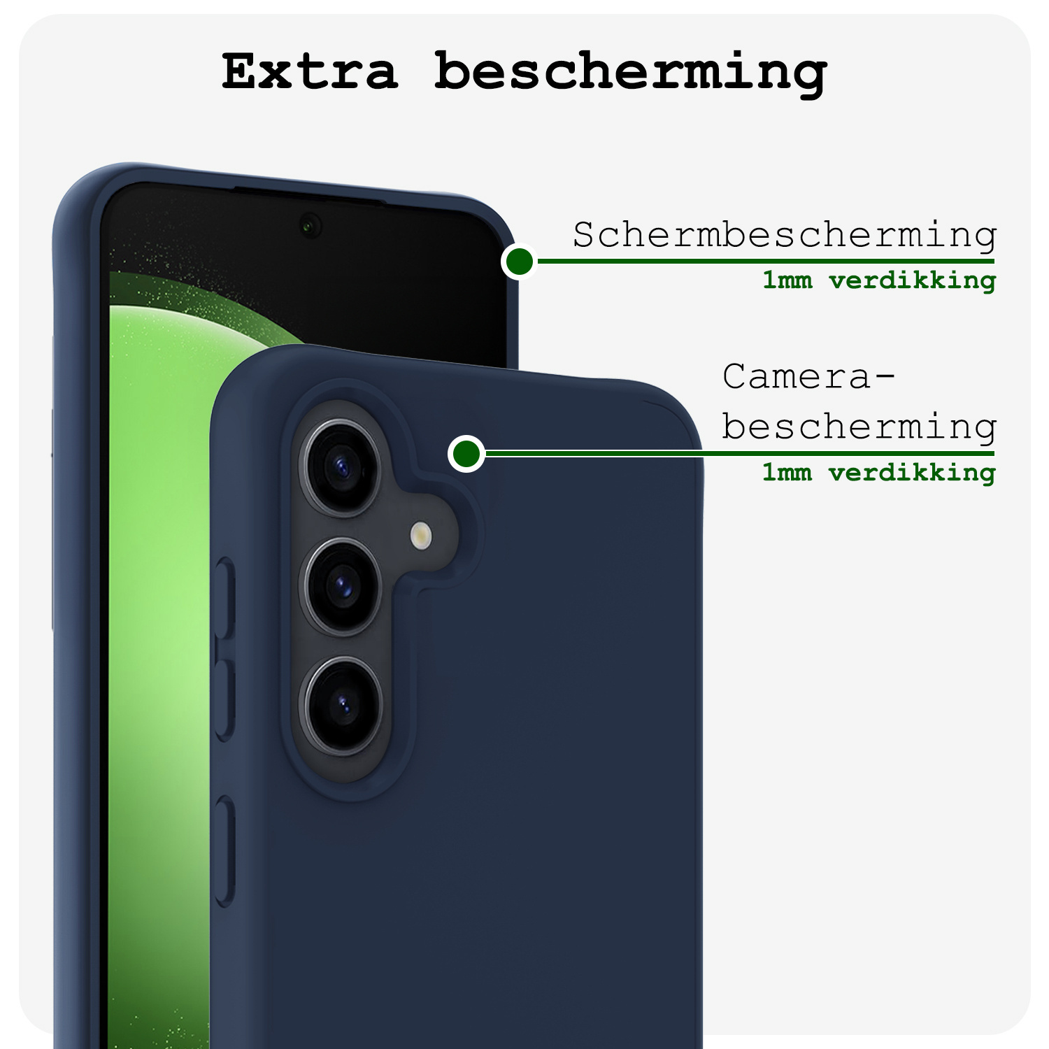 BASEY. Hoes Geschikt voor Samsung S23 FE Hoesje Siliconen Back Cover Case Met Screenprotector - Hoesje Geschikt voor Samsung Galaxy S23 FE Hoes Cover Hoesje - Donkerblauw