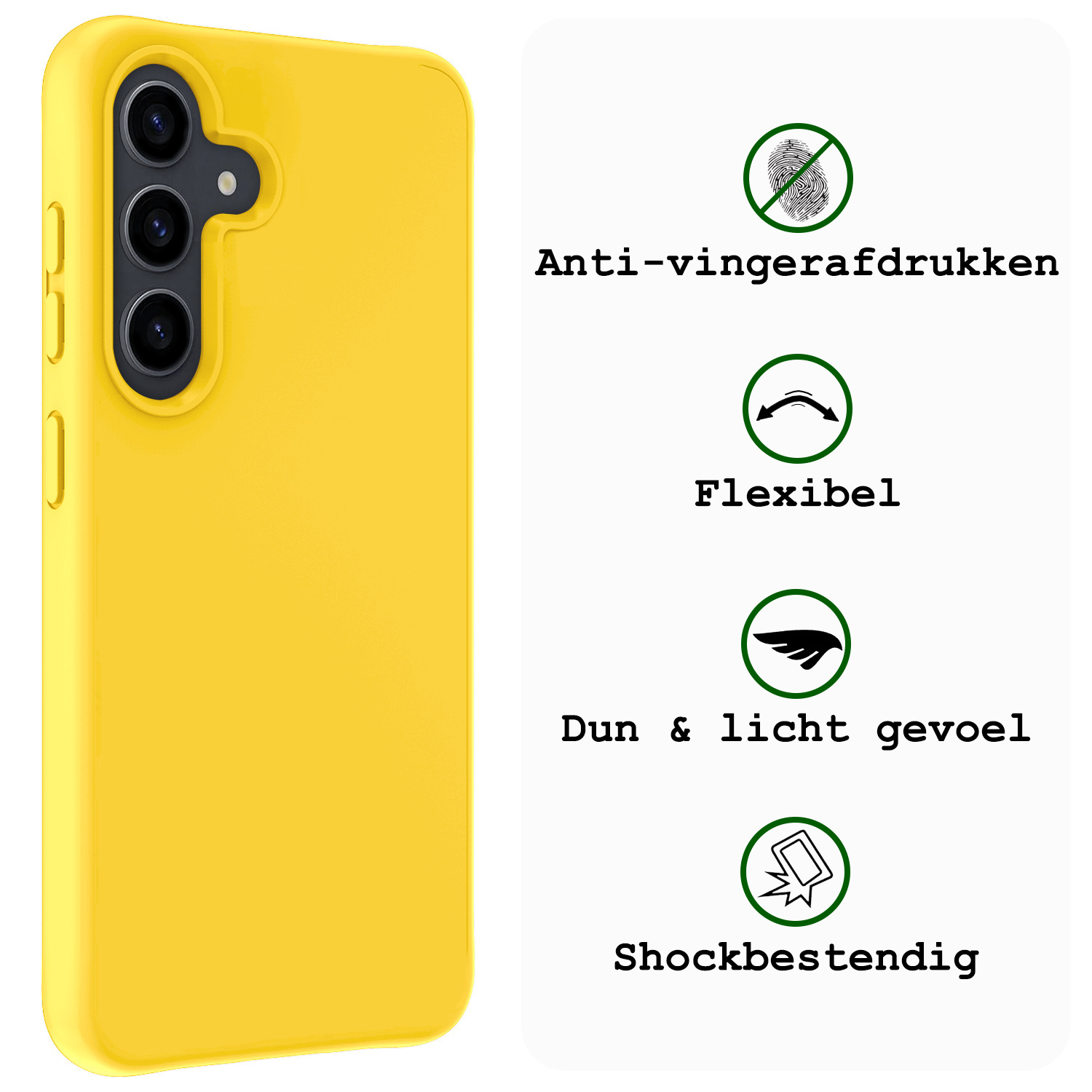 BASEY. Hoes Geschikt voor Samsung S23 FE Hoesje Siliconen Back Cover Case Met Screenprotector - Hoesje Geschikt voor Samsung Galaxy S23 FE Hoes Cover Hoesje - Geel