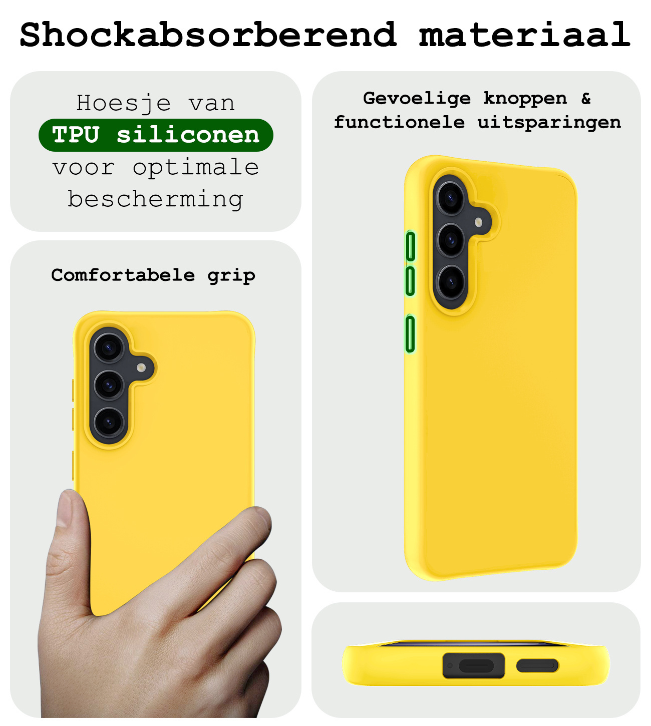 BASEY. Hoes Geschikt voor Samsung S23 FE Hoesje Siliconen Back Cover Case Met Screenprotector - Hoesje Geschikt voor Samsung Galaxy S23 FE Hoes Cover Hoesje - Geel