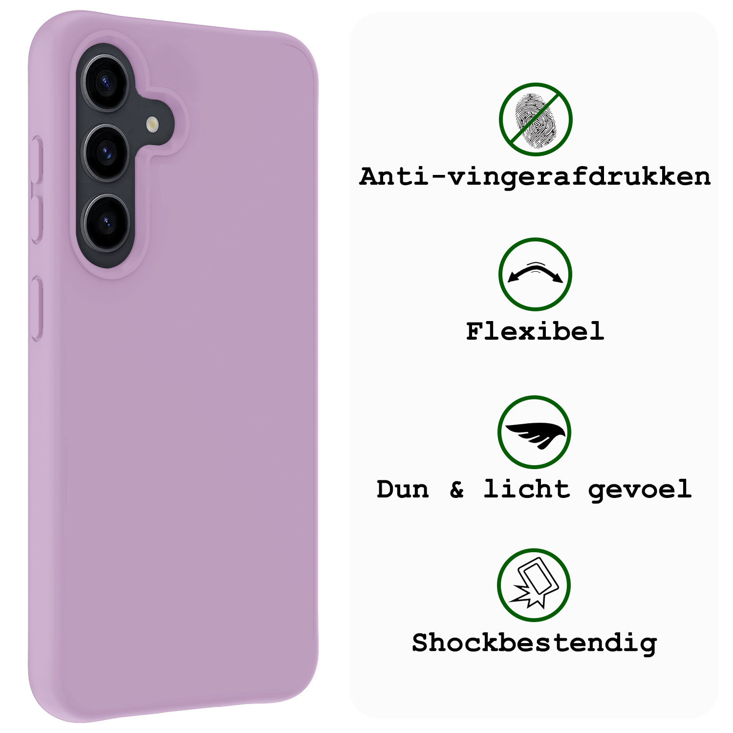 BASEY. Hoes Geschikt voor Samsung S23 FE Hoesje Siliconen Back Cover Case Met Screenprotector - Hoesje Geschikt voor Samsung Galaxy S23 FE Hoes Cover Hoesje - Lila