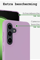 BASEY. Hoes Geschikt voor Samsung S23 FE Hoesje Siliconen Back Cover Case Met Screenprotector - Hoesje Geschikt voor Samsung Galaxy S23 FE Hoes Cover Hoesje - Lila