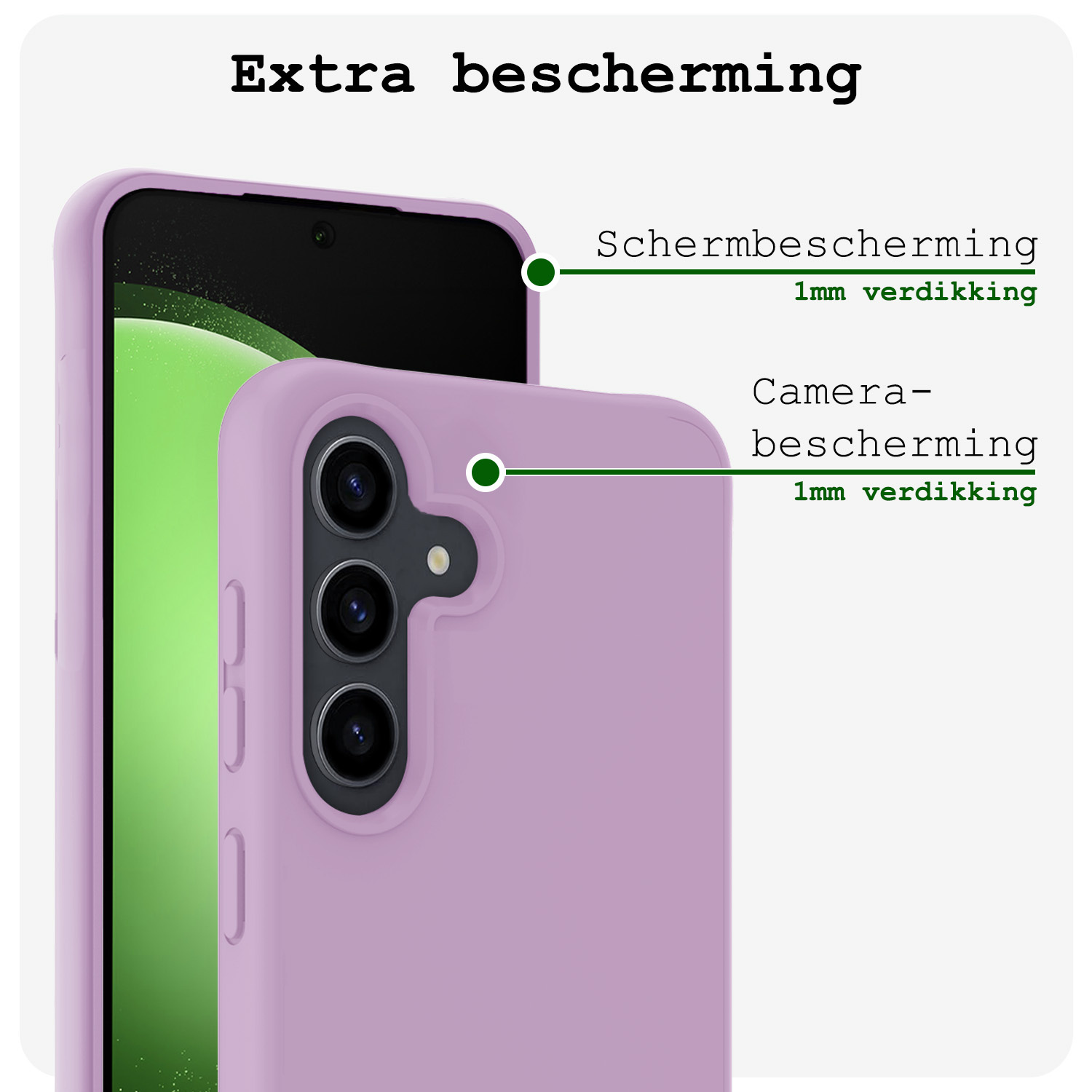 BASEY. Hoes Geschikt voor Samsung S23 FE Hoesje Siliconen Back Cover Case Met Screenprotector - Hoesje Geschikt voor Samsung Galaxy S23 FE Hoes Cover Hoesje - Lila
