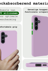 BASEY. Hoes Geschikt voor Samsung S23 FE Hoesje Siliconen Back Cover Case Met Screenprotector - Hoesje Geschikt voor Samsung Galaxy S23 FE Hoes Cover Hoesje - Lila