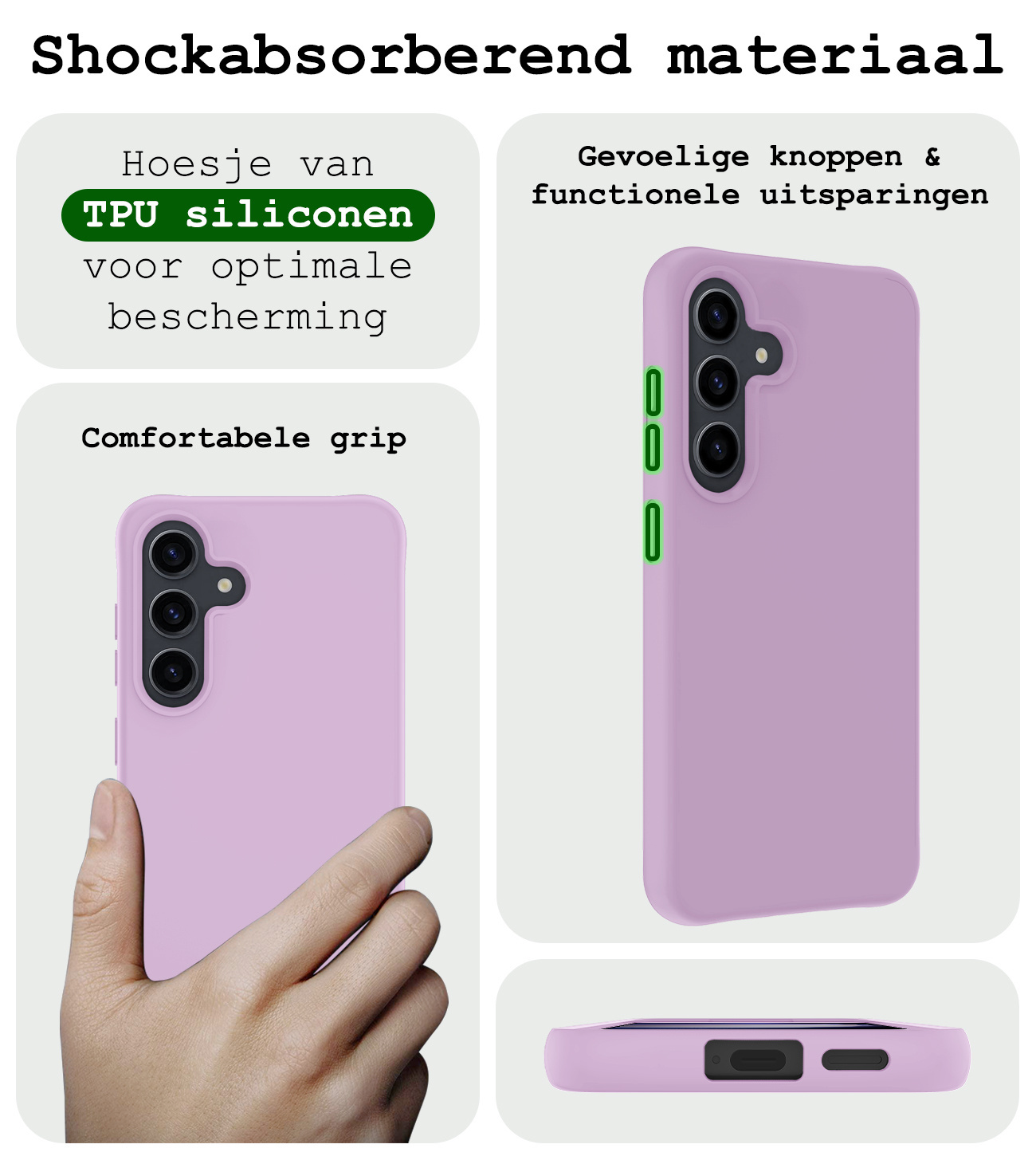 BASEY. Hoes Geschikt voor Samsung S23 FE Hoesje Siliconen Back Cover Case Met Screenprotector - Hoesje Geschikt voor Samsung Galaxy S23 FE Hoes Cover Hoesje - Lila