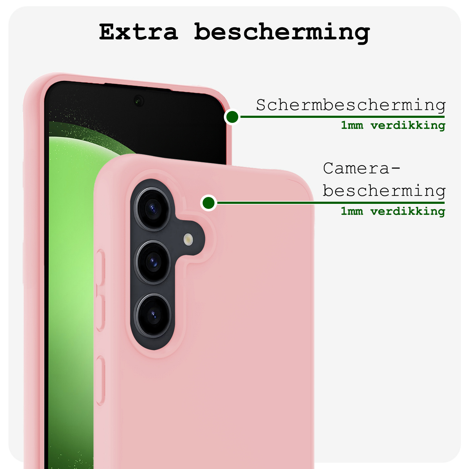 BASEY. Hoes Geschikt voor Samsung S23 FE Hoesje Siliconen Back Cover Case Met Screenprotector - Hoesje Geschikt voor Samsung Galaxy S23 FE Hoes Cover Hoesje - Lichtroze