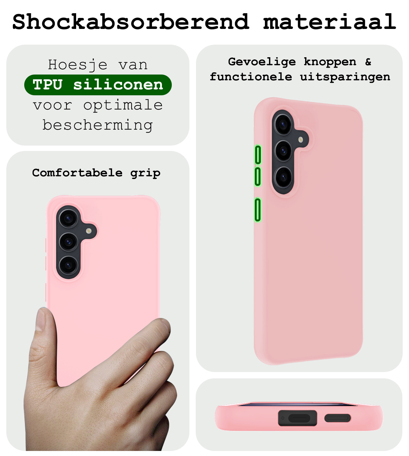 BASEY. Hoes Geschikt voor Samsung S23 FE Hoesje Siliconen Back Cover Case Met Screenprotector - Hoesje Geschikt voor Samsung Galaxy S23 FE Hoes Cover Hoesje - Lichtroze