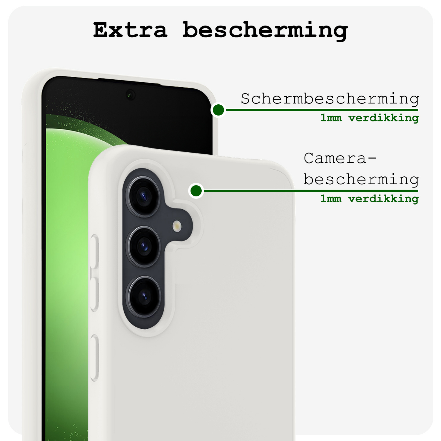 BASEY. Hoes Geschikt voor Samsung S23 FE Hoesje Siliconen Back Cover Case Met Screenprotector - Hoesje Geschikt voor Samsung Galaxy S23 FE Hoes Cover Hoesje - Wit