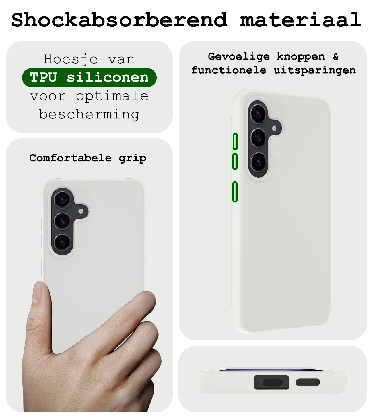 BASEY. Hoes Geschikt voor Samsung S23 FE Hoesje Siliconen Back Cover Case Met Screenprotector - Hoesje Geschikt voor Samsung Galaxy S23 FE Hoes Cover Hoesje - Wit