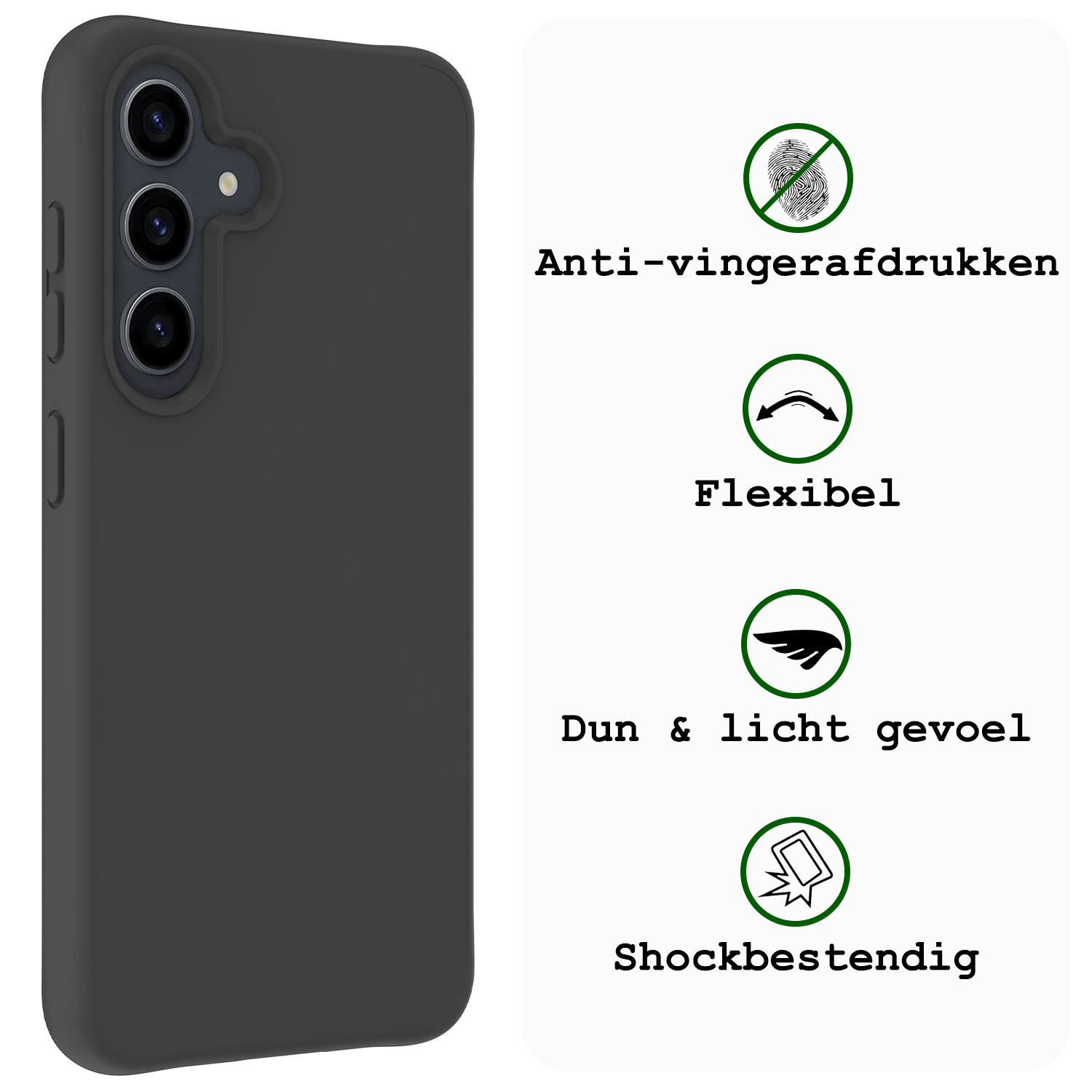BASEY. Hoes Geschikt voor Samsung S23 FE Hoesje Siliconen Back Cover Case Met Screenprotector - Hoesje Geschikt voor Samsung Galaxy S23 FE Hoes Cover Hoesje - Zwart