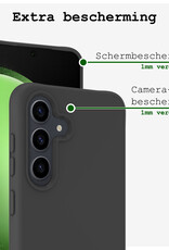 BASEY. Hoes Geschikt voor Samsung S23 FE Hoesje Siliconen Back Cover Case Met Screenprotector - Hoesje Geschikt voor Samsung Galaxy S23 FE Hoes Cover Hoesje - Zwart
