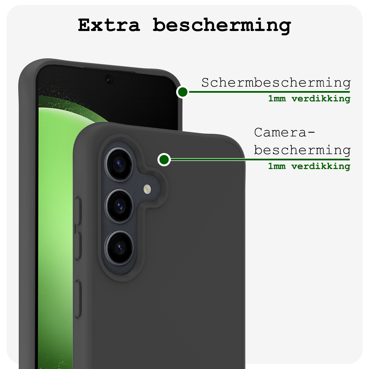 BASEY. Hoes Geschikt voor Samsung S23 FE Hoesje Siliconen Back Cover Case Met Screenprotector - Hoesje Geschikt voor Samsung Galaxy S23 FE Hoes Cover Hoesje - Zwart