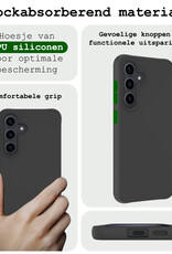 BASEY. Hoes Geschikt voor Samsung S23 FE Hoesje Siliconen Back Cover Case Met Screenprotector - Hoesje Geschikt voor Samsung Galaxy S23 FE Hoes Cover Hoesje - Zwart