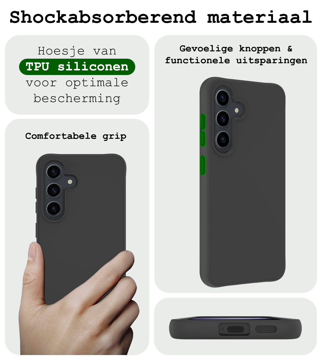 BASEY. Hoes Geschikt voor Samsung S23 FE Hoesje Siliconen Back Cover Case Met Screenprotector - Hoesje Geschikt voor Samsung Galaxy S23 FE Hoes Cover Hoesje - Zwart