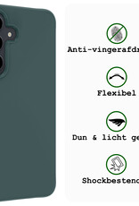 BASEY. Hoes Geschikt voor Samsung S23 FE Hoesje Siliconen Back Cover Case Met 2x Screenprotector - Hoesje Geschikt voor Samsung Galaxy S23 FE Hoes Cover Hoesje - Donkergroen