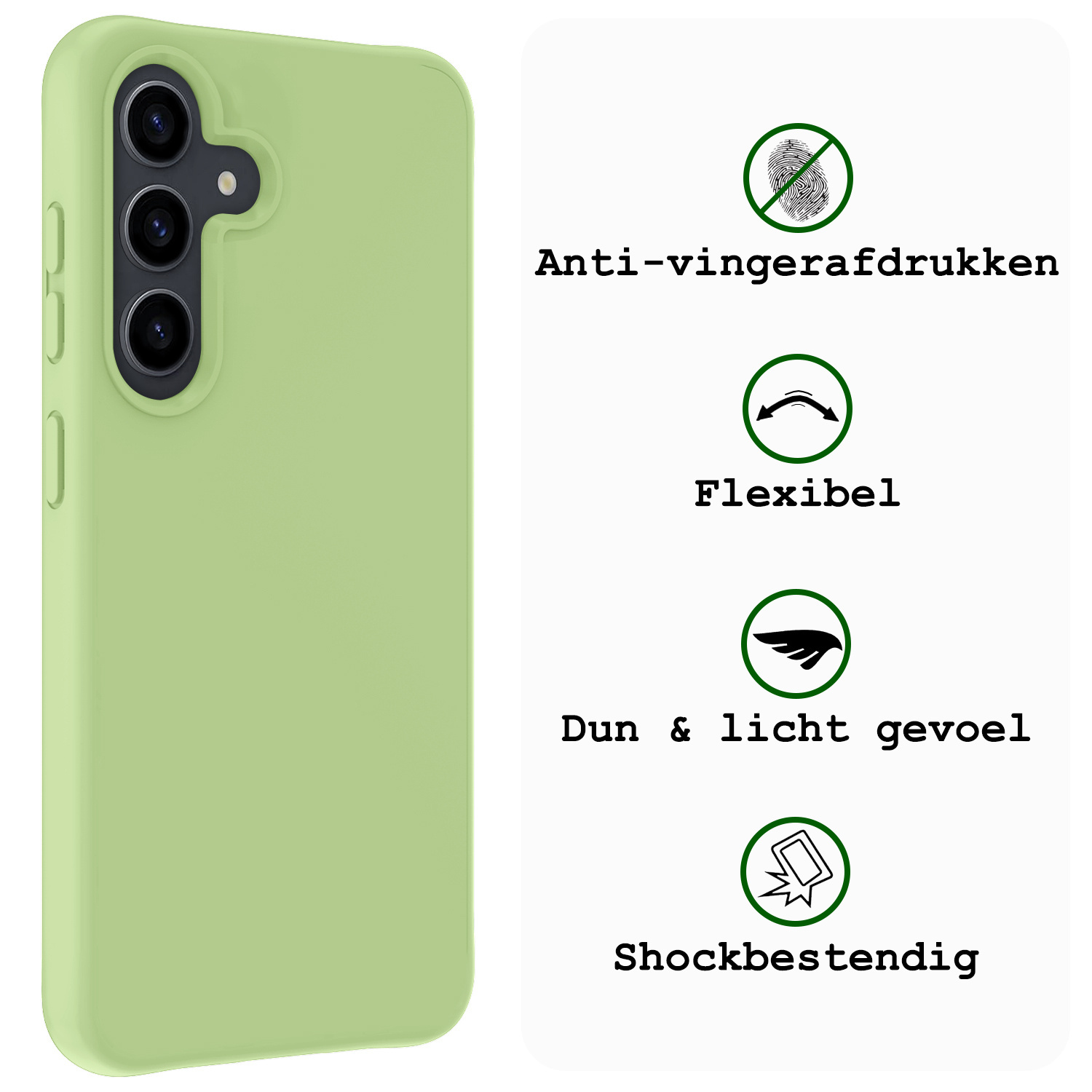 BASEY. Hoes Geschikt voor Samsung S23 FE Hoesje Siliconen Back Cover Case Met 2x Screenprotector - Hoesje Geschikt voor Samsung Galaxy S23 FE Hoes Cover Hoesje - Groen